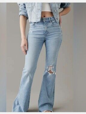 3/$25! AE Next Level Ripped Super High Waisted Flare Jean - Short